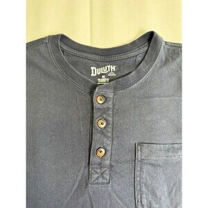 Duluth Trading Co Men's M Henley Short Sleeve Blue Cotton Pocket Tee